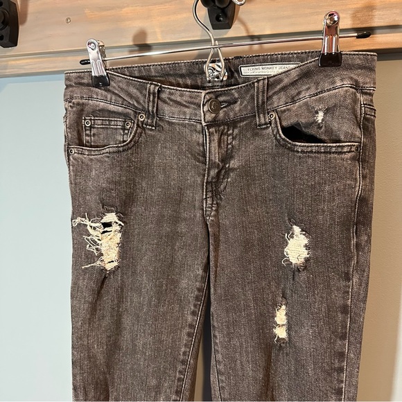 Flying Monkey Jeans Distressed Skinny Jeans in Black Wash Style #FG1051 - Picture 2 of 7